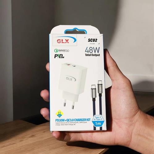 شارژر دیواری SC02 جی ال ایکس به همراه کابل دو سر USB-C