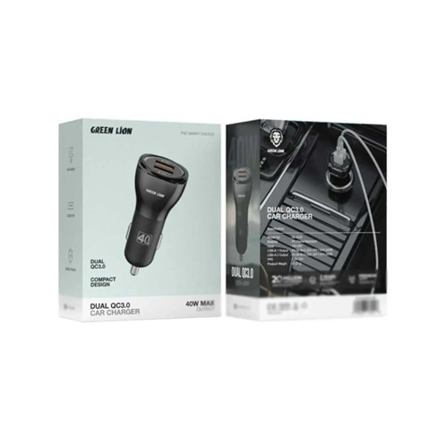 شارژر فندکی 40 وات دو پورت گرین لاین مدل Dual QC3.0